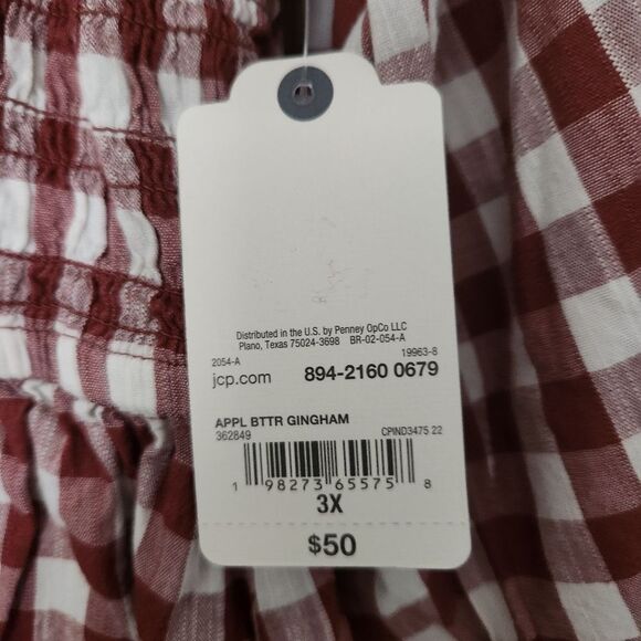 St. John's Bay Women's Gingham Long Sleeve Smocked Size 3X - Picture 7 of 8